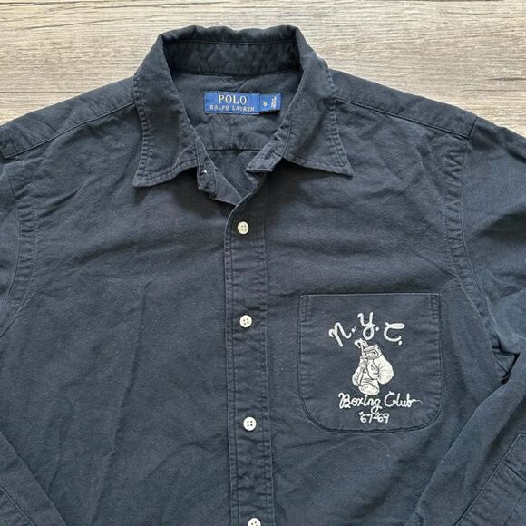 Polo Ralph Lauren NYC Boxing Club 67-69 Chain Stitched Button Shirt Size Small - Picture 2 of 6